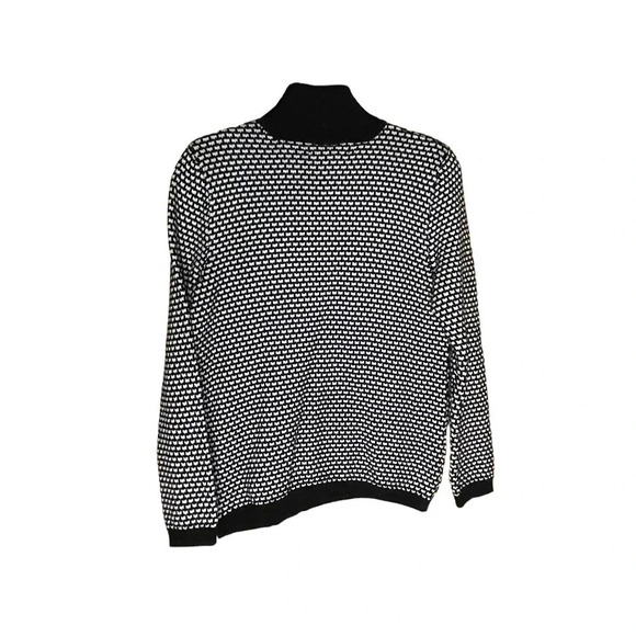 Karen Scott Women's Cotton Knit Black and White Turtleneck Sweater Size Medium - Picture 7 of 7